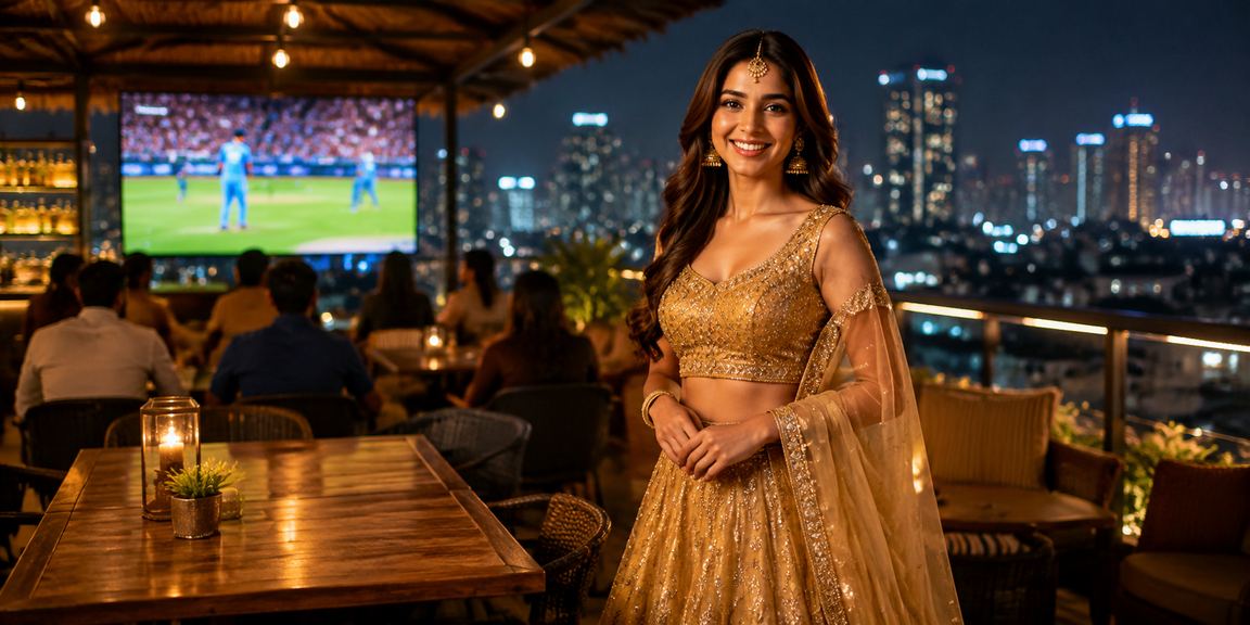 Indian woman keenly enjoying cricket betting