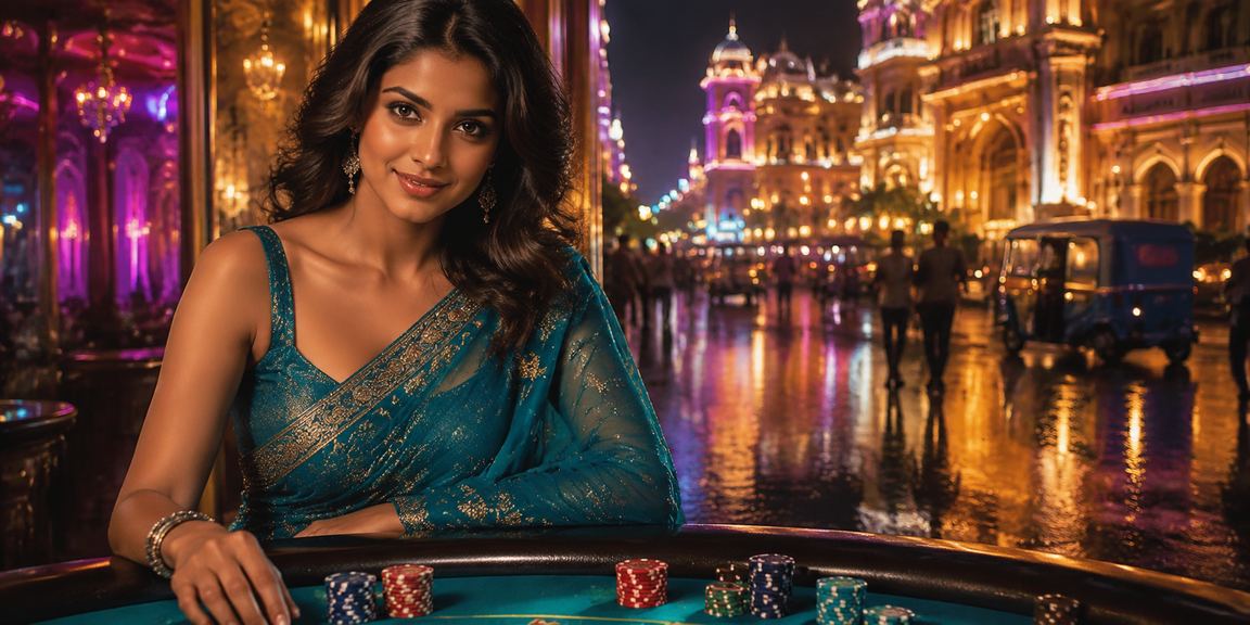 Joyful Indian woman playing dice game responsibly